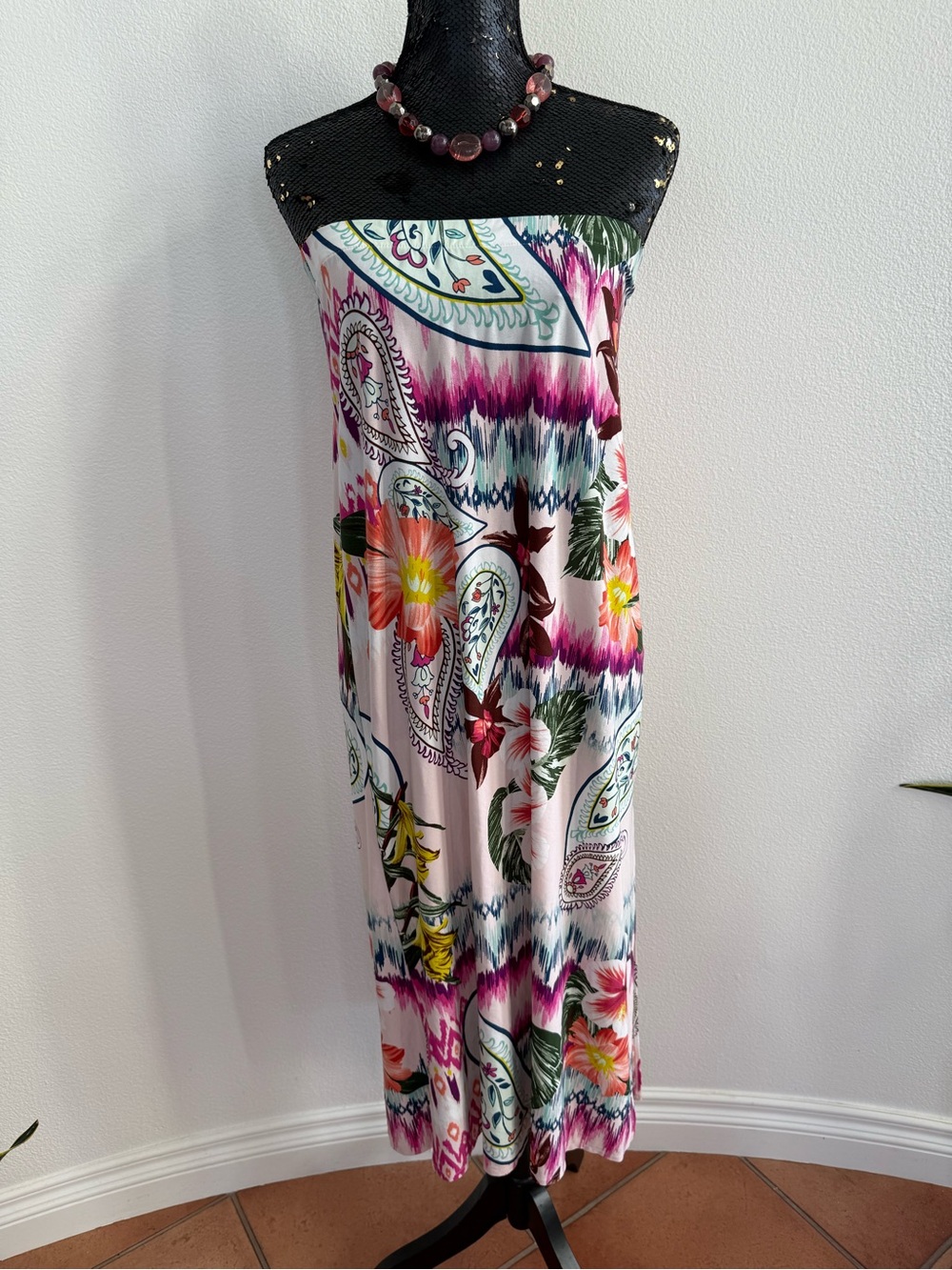Chico’s Ikat Encounter Hibiscus Flower Maxi Skirt Size 0 (4) - Picture 2 of 8